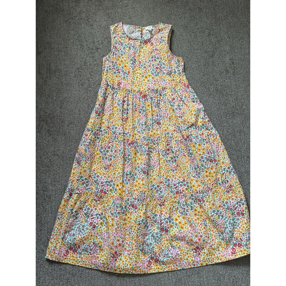 J Crew Factory Womens 2 Tiered Maxi Dress Sleeveless Cotton Multicolor Floral